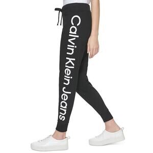 Calvin Klein Jeans Logo-Print Jogger Pants‎ Women's Petite Size XS Black